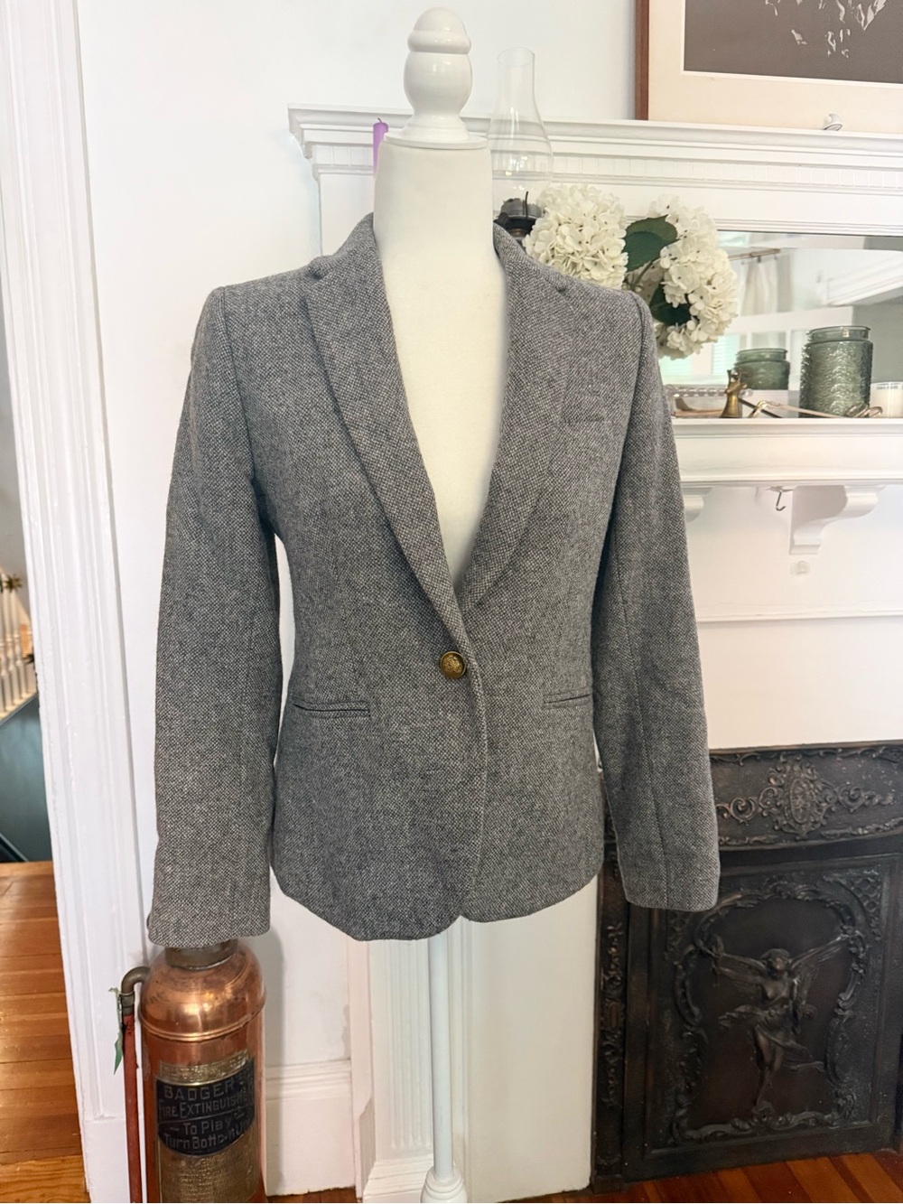 J. Crew Gray Wool Single-Button Blazer